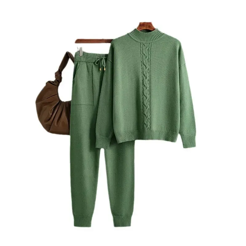 Twist Knitted Trousers Sweater Casual Suit