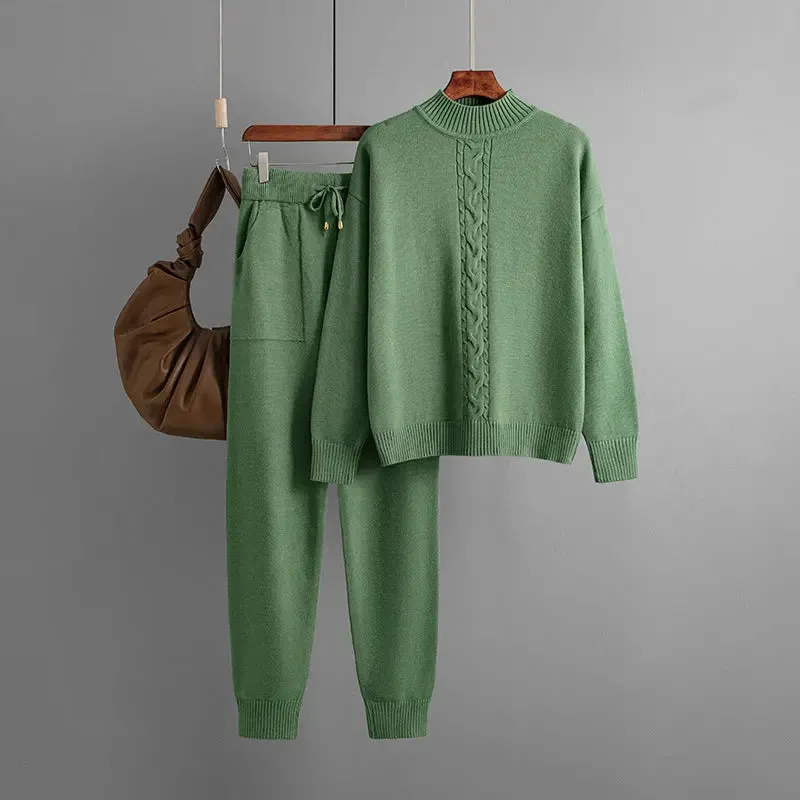 Twist Knitted Trousers Sweater Casual Suit
