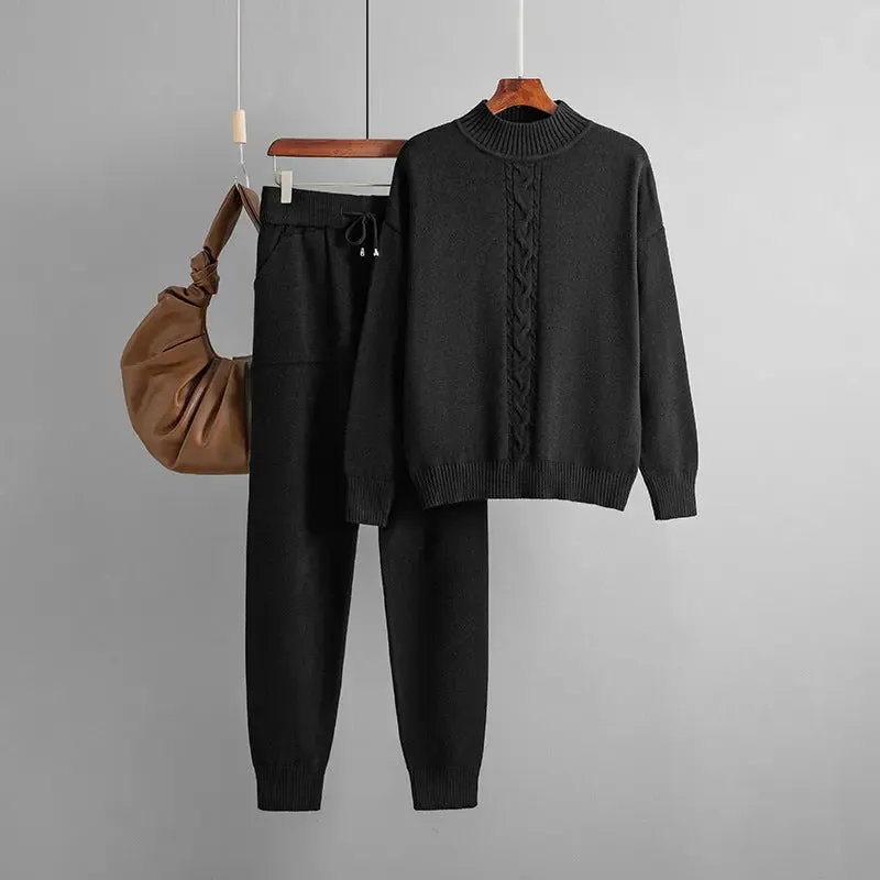 Twist Knitted Trousers Sweater Casual Suit